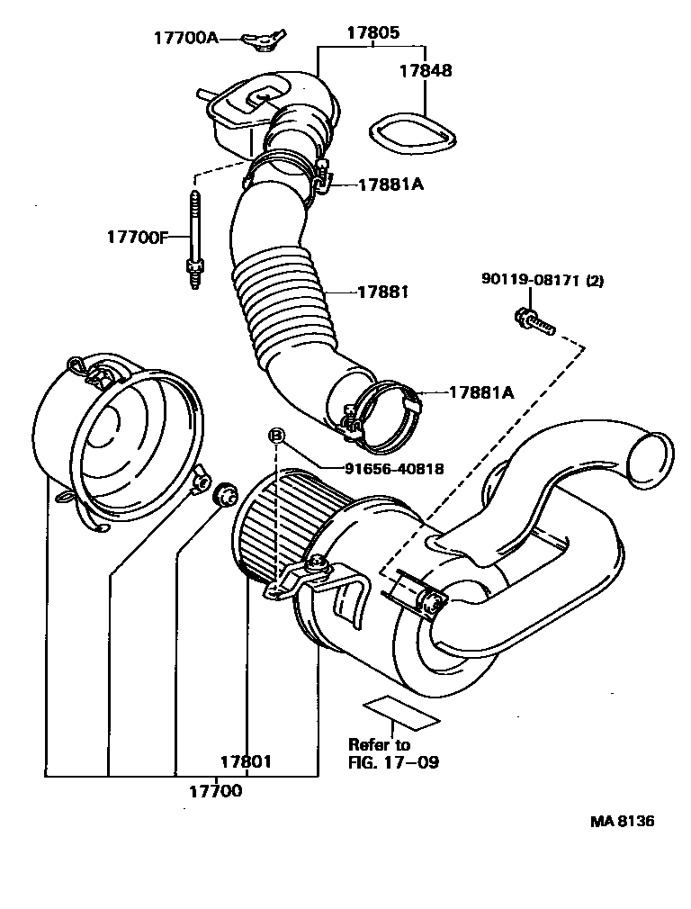 Toyota HILUX Air Cleaner EPC diagram — MA8136