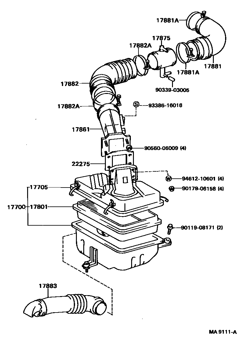 Toyota HILUX Air Cleaner EPC diagram — MA9111A