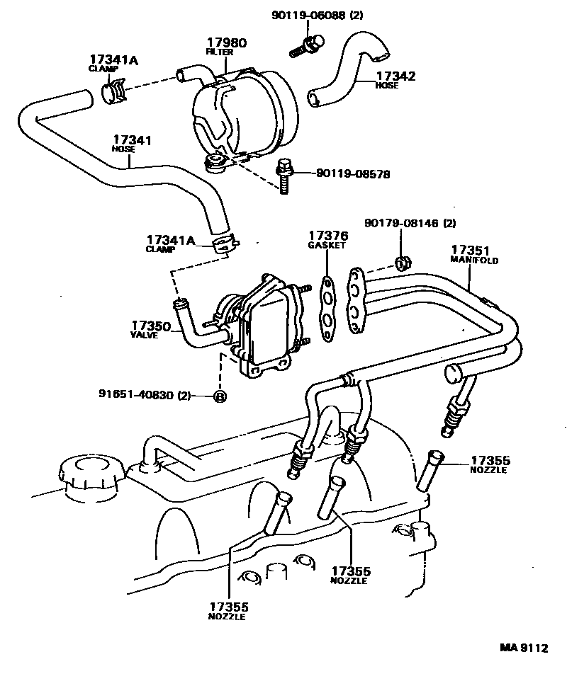Toyota HILUX 歧管喷气系统 EPC diagram — MA9112