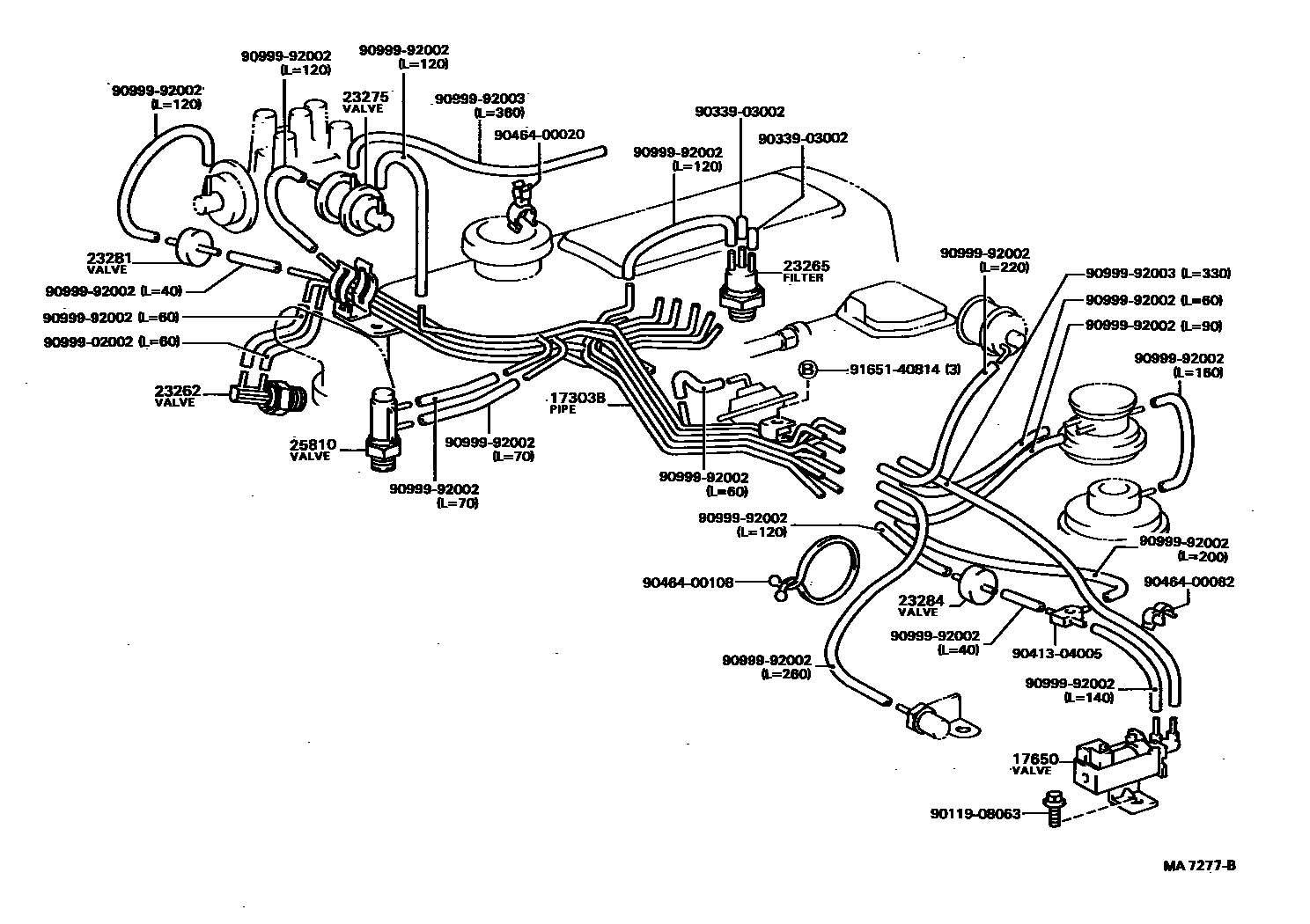 Toyota HILUX vacuum tube EPC diagram — MA7277B