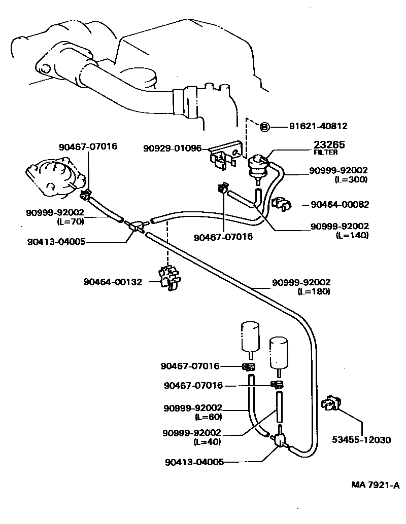 Toyota HILUX vacuum tube EPC diagram — MA7921A