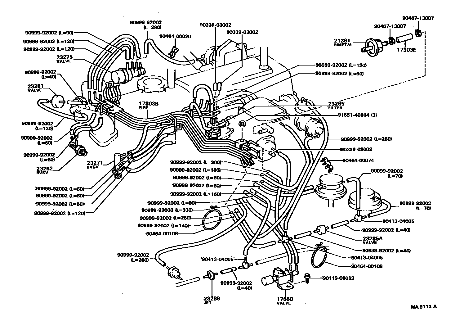Toyota HILUX vacuum tube EPC diagram — MA9113A