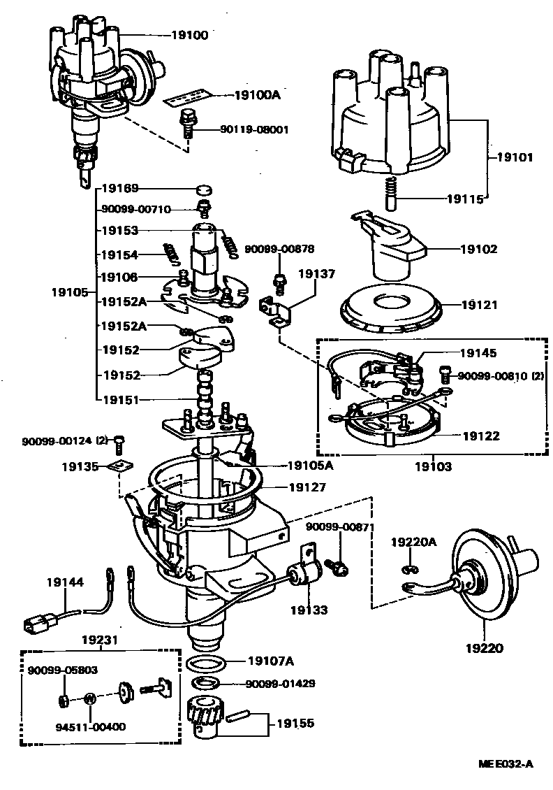 Toyota HILUX 分电器 EPC diagram — MEE032A