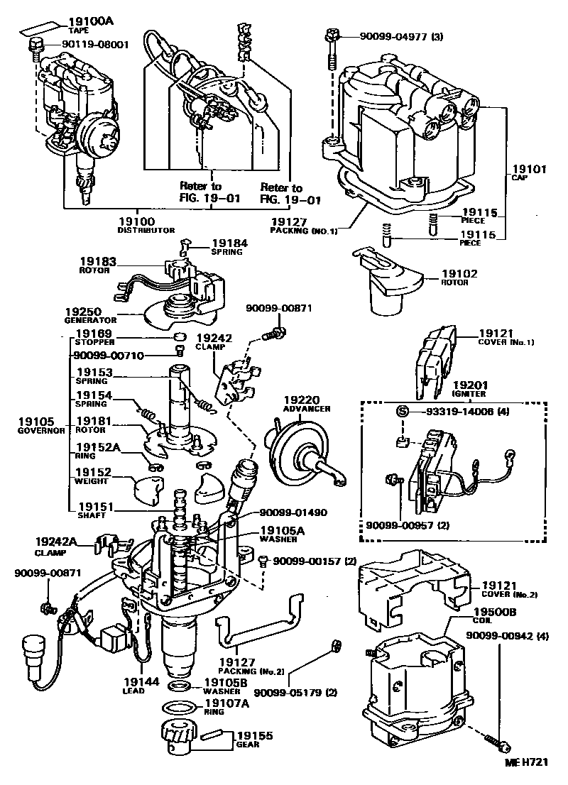 Toyota HILUX 分电器 EPC diagram — MEH721