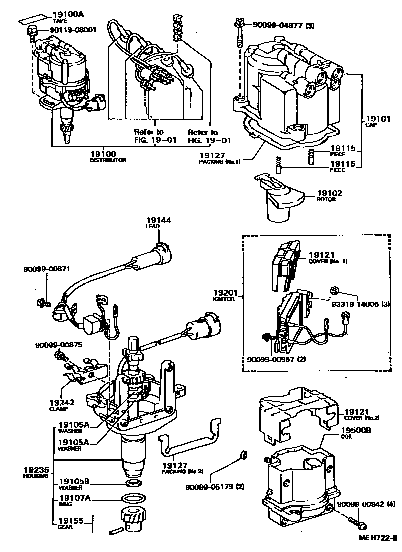 Toyota HILUX 分电器 EPC diagram — MEH722B