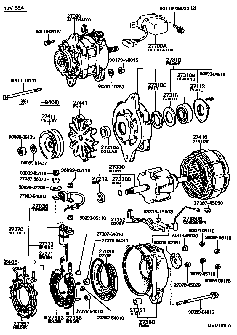Toyota HILUX Alternator EPC diagram — MED769A