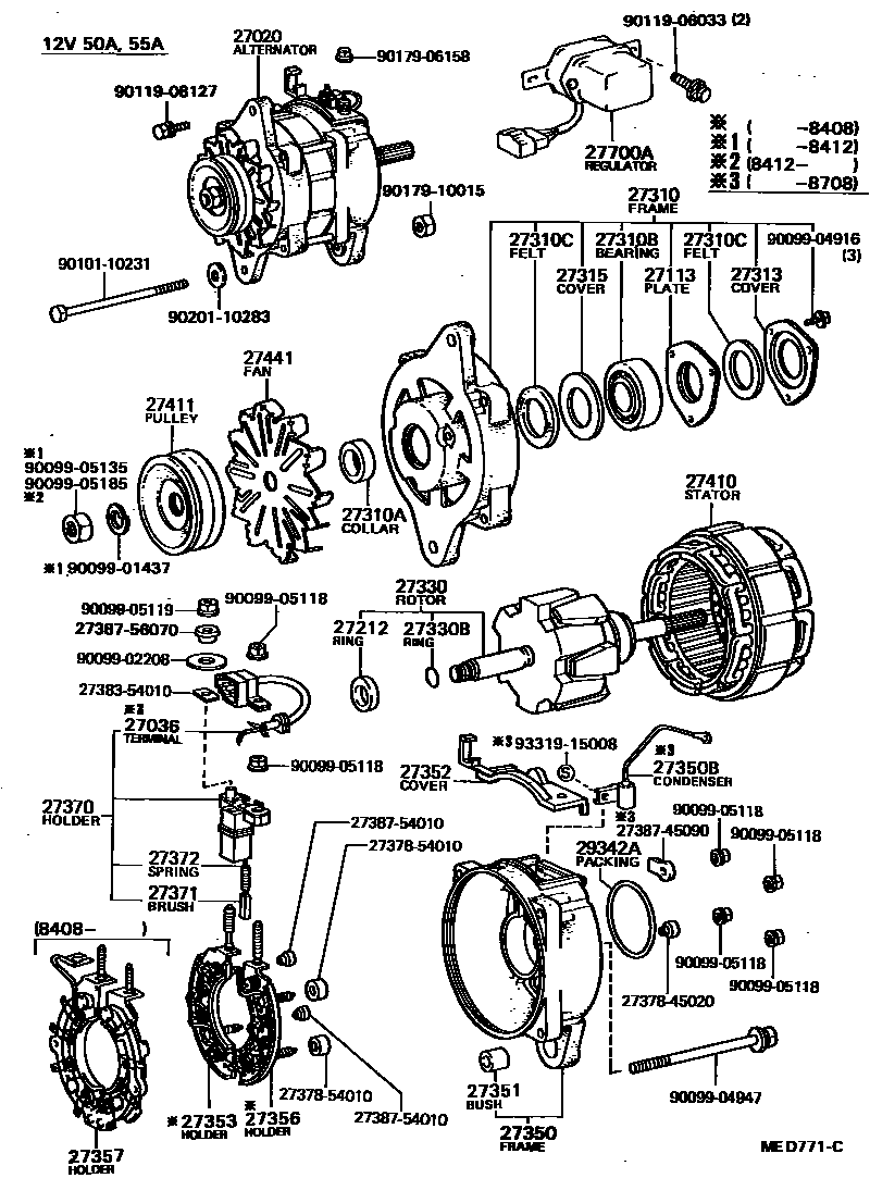 Toyota HILUX Alternator EPC diagram — MED771C