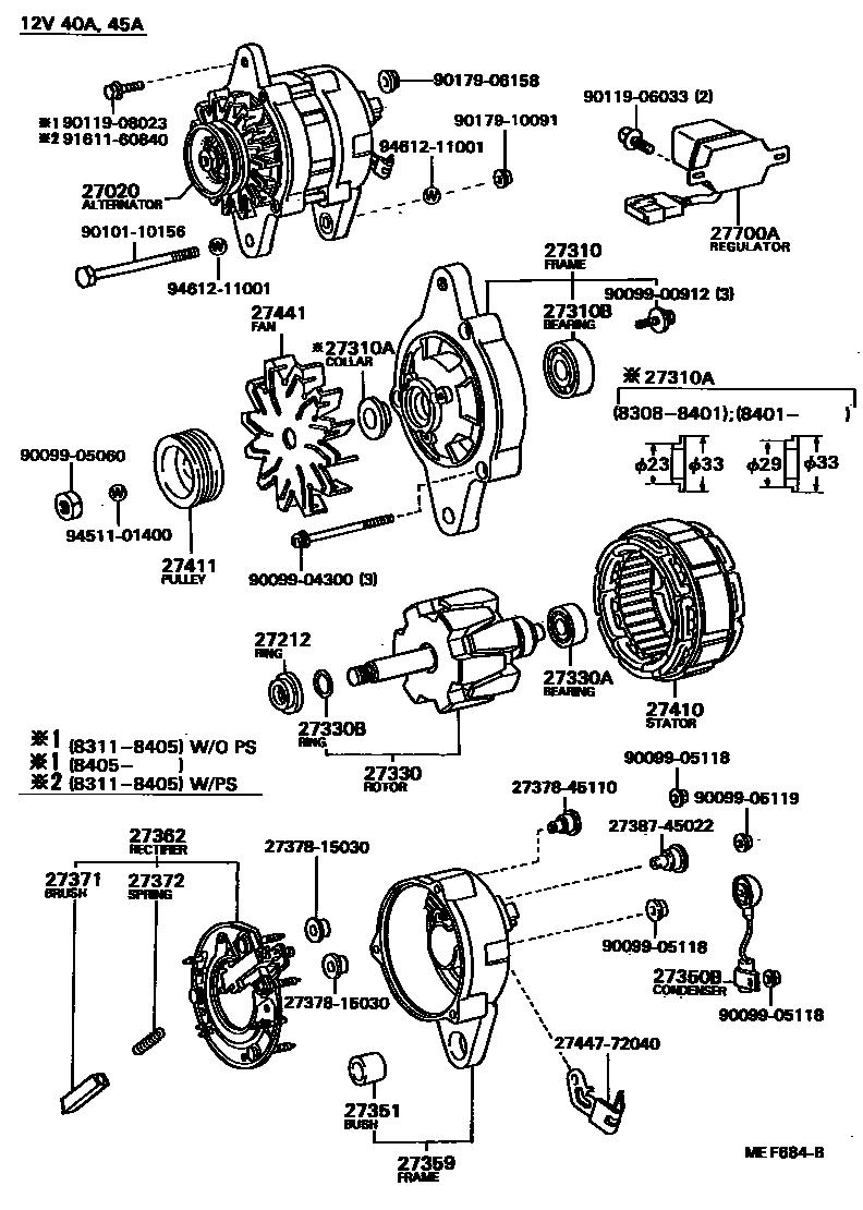 Toyota HILUX Alternator EPC diagram — MEF684B
