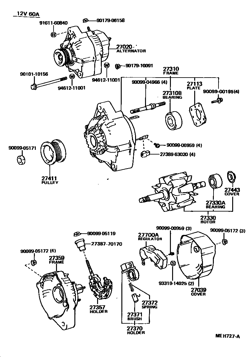 Toyota HILUX Alternator EPC diagram — MEH727A