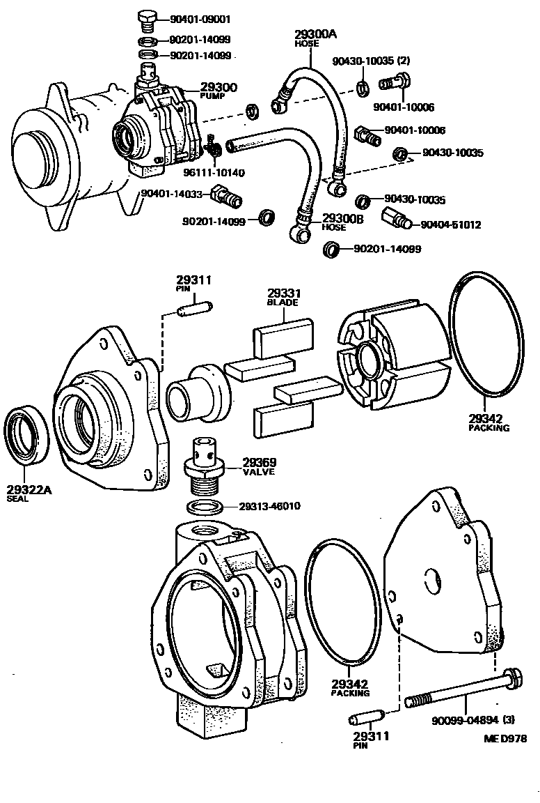 Toyota HILUX 真空泵 EPC diagram — MED978