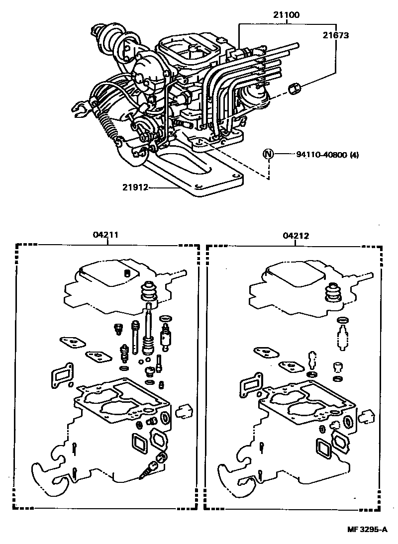 Toyota HILUX carburetor assembly EPC diagram — MF3295A
