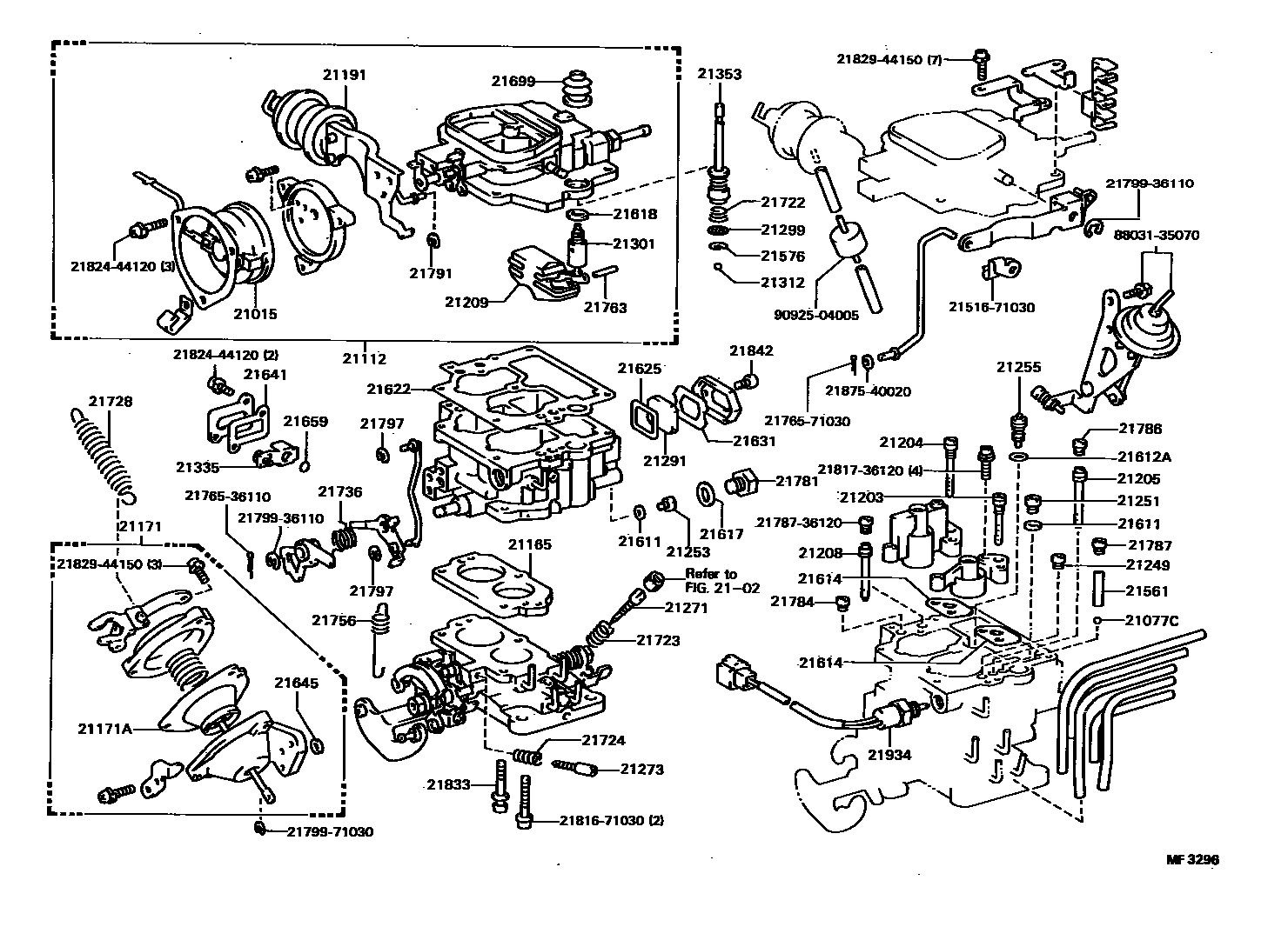Toyota HILUX 化油器 EPC diagram — MF3296