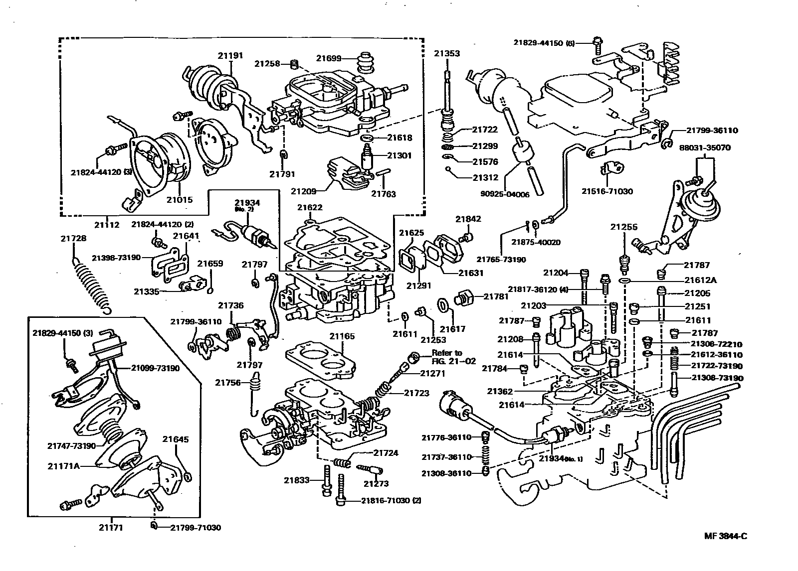 Toyota HILUX 化油器 EPC diagram — MF3844C