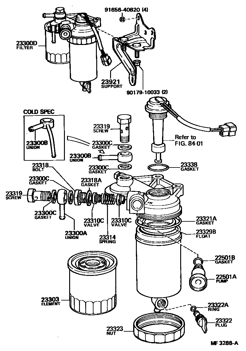 Toyota HILUX fuel filter EPC diagram — MF3288A