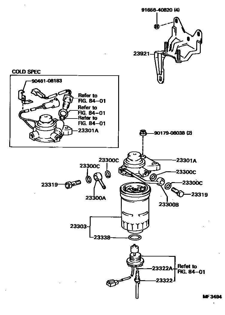 Toyota HILUX fuel filter EPC diagram — MF3494
