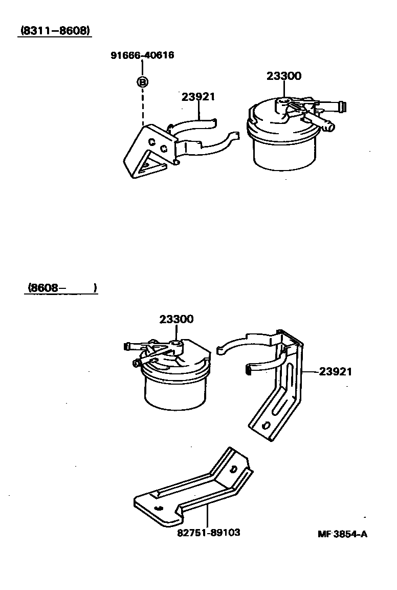 Toyota HILUX fuel filter EPC diagram — MF3854A