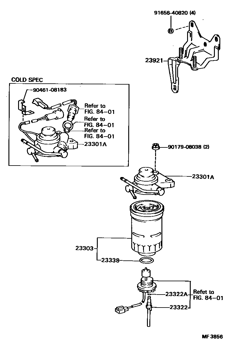 Toyota HILUX fuel filter EPC diagram — MF3856