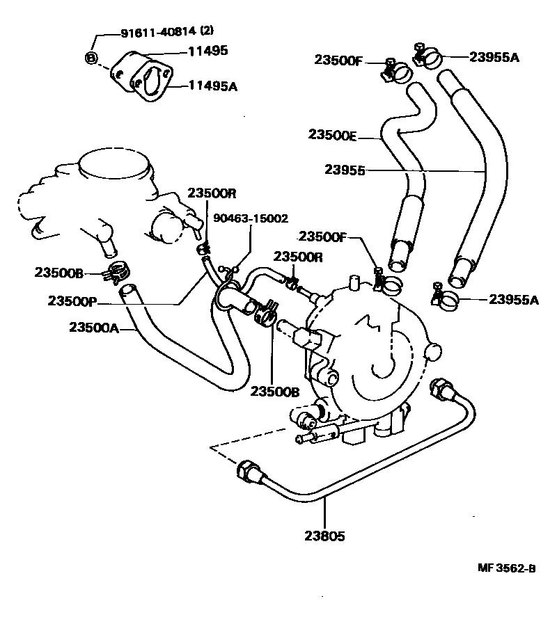 Toyota HILUX LPG(化油器)燃油管 EPC diagram — MF3562B