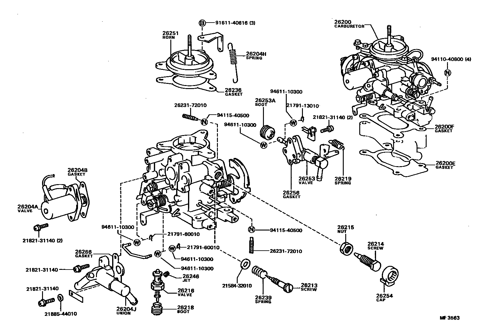 Toyota HILUX LPG化油器 EPC diagram — MF3563