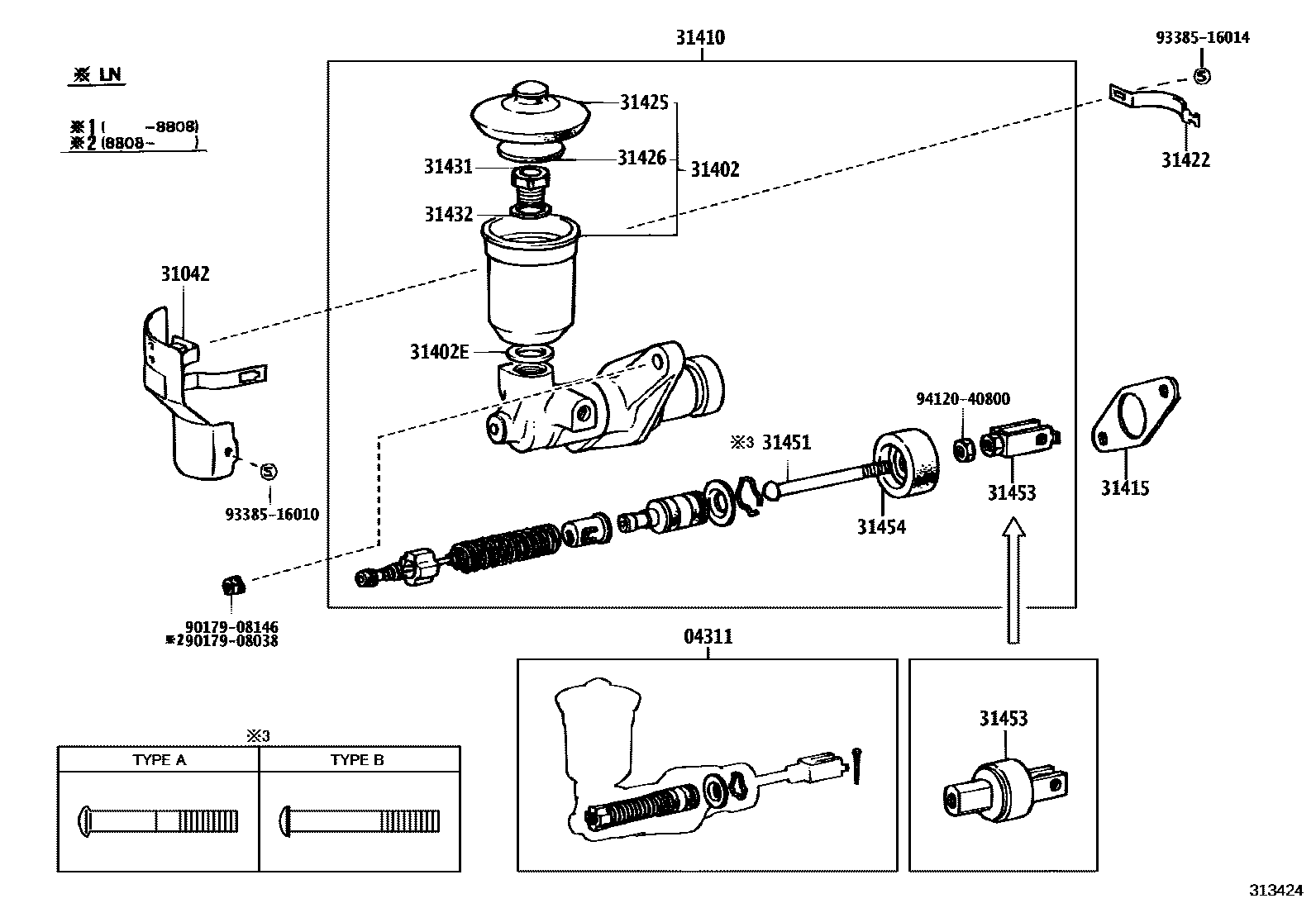 Toyota HILUX 离合器总泵 EPC diagram — 313424