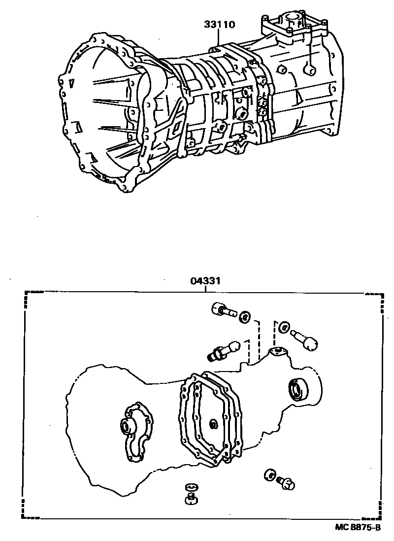 Toyota HILUX 传动桥或变速器总成和衬垫组件(MTM) EPC diagram — MCB875B