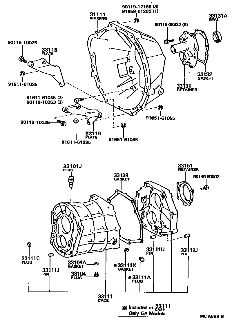 Toyota HILUX 离合器壳和变速器壳(MTM) EPC diagram — MCA899B
