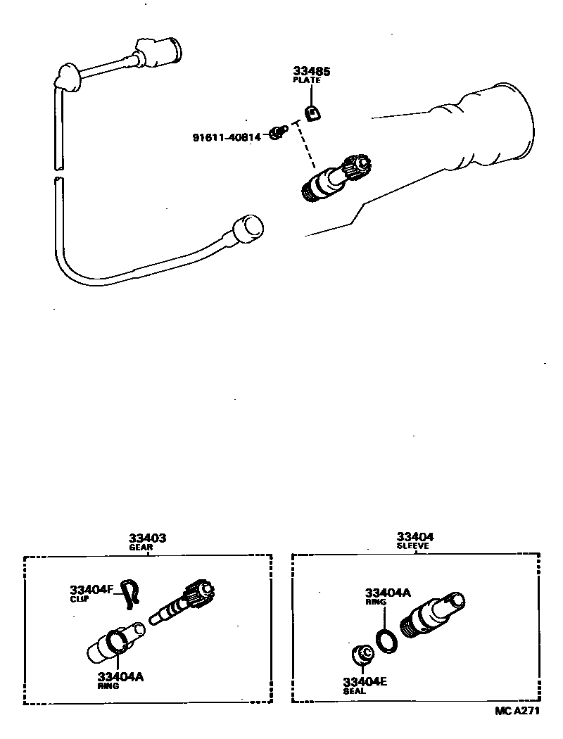 Toyota HILUX 速度表从动齿轮(MTM) EPC diagram — MCA271
