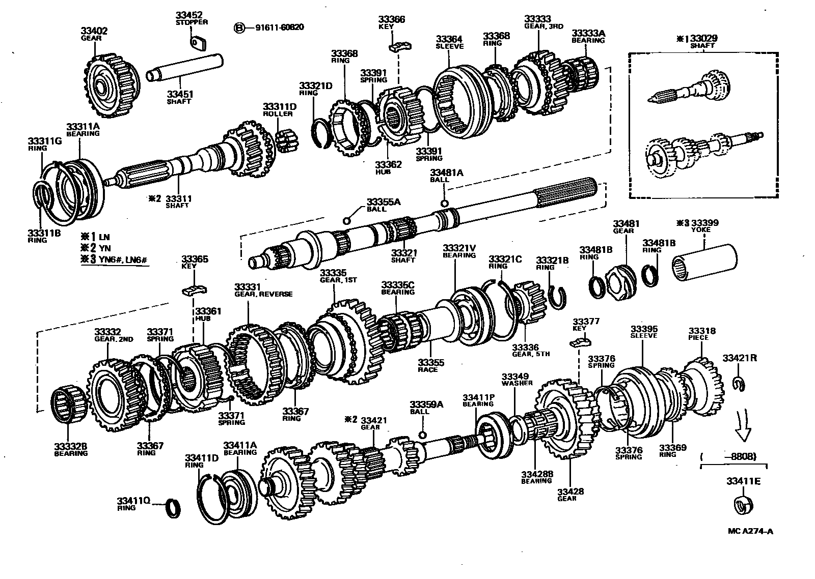 Toyota HILUX 变速器齿轮(MTM) EPC diagram — MCA274A