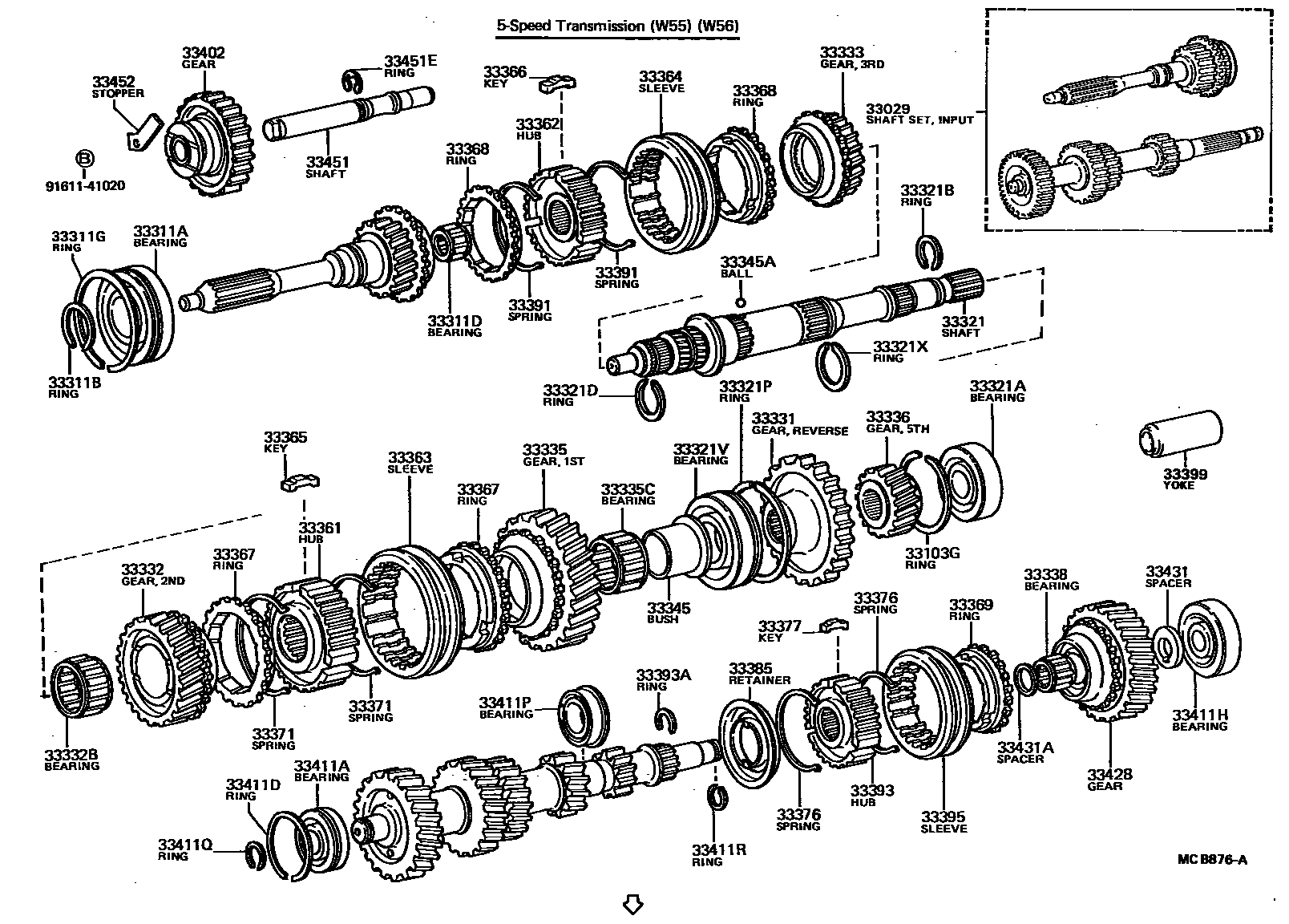 Toyota HILUX 变速器齿轮(MTM) EPC diagram — MCB876A