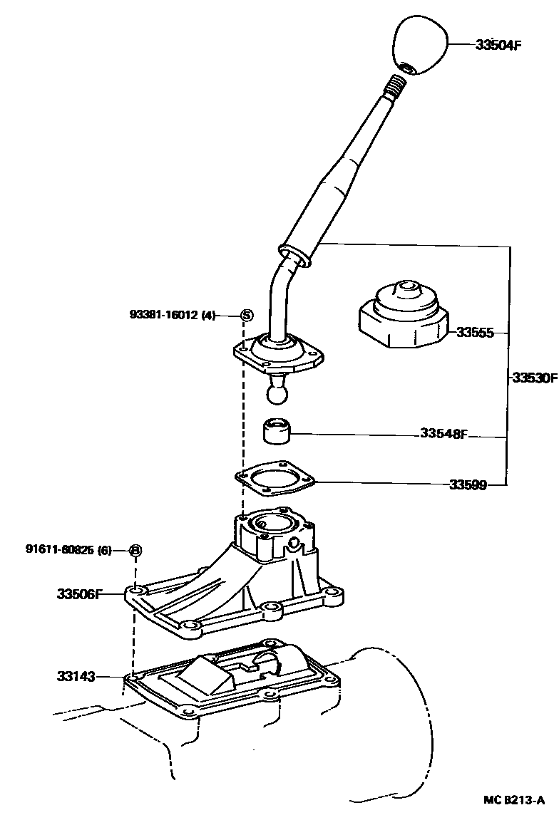 Toyota HILUX Shift Lever & Retainer EPC diagram — MCB213A