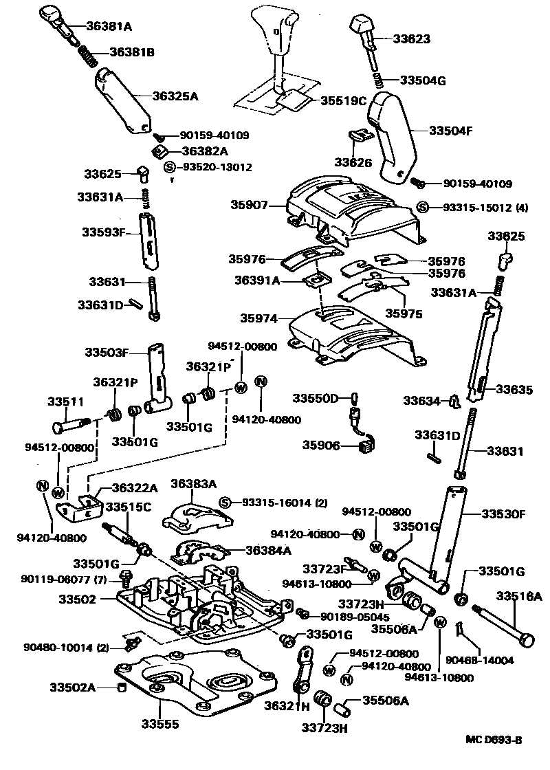 Toyota HILUX Shift Lever & Retainer EPC diagram — MCD693B