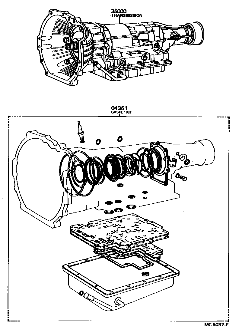 Toyota HILUX 传动桥或变速器总成和衬垫组件(ATM) EPC diagram — MC5037E