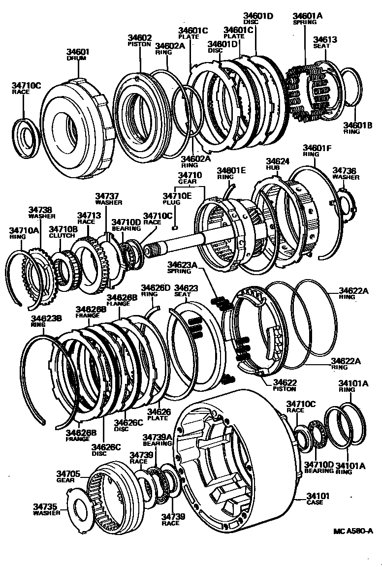 Toyota HILUX 超速档齿轮(ATM) EPC diagram — MCA580A