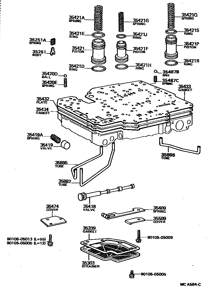 Toyota HILUX 阀体和滤油网(ATM) EPC diagram — MCA584C