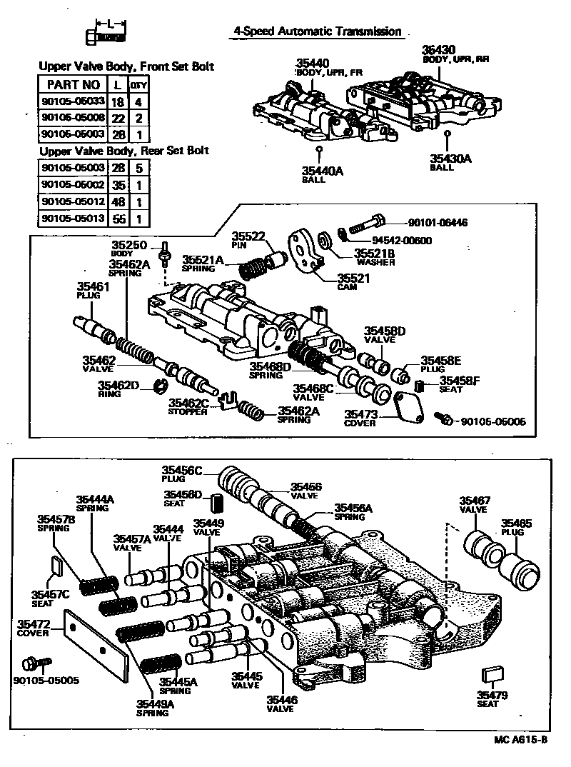 Toyota HILUX 阀体和滤油网(ATM) EPC diagram — MCA615B