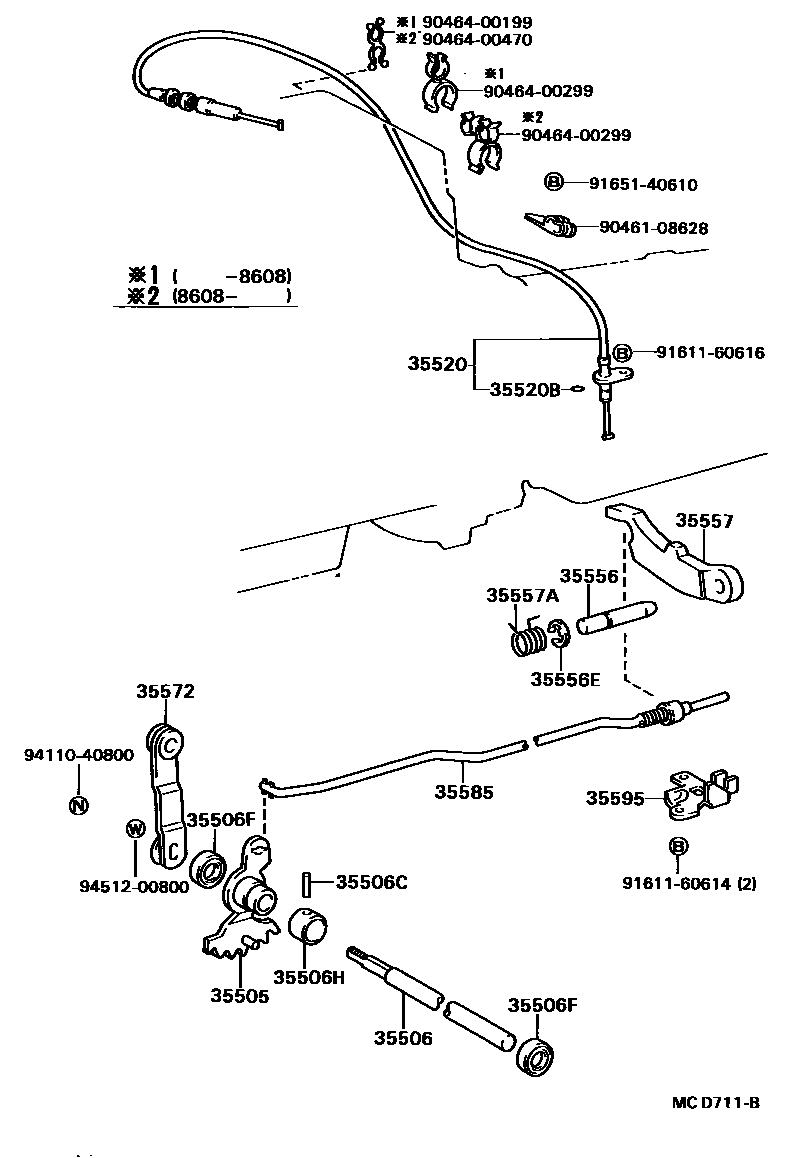 Toyota HILUX 节气阀连杆和阀杆(ATM) EPC diagram — MCD711B
