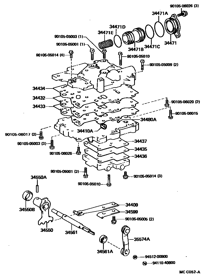 Toyota HILUX 分动器阀体和阀杆 EPC diagram — MCC052A