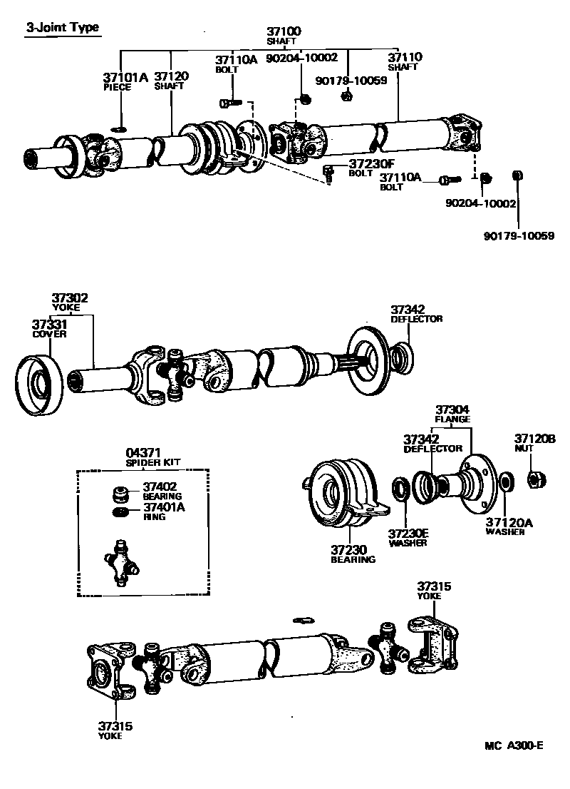 Toyota HILUX Propeller Shaft & Universal Joint EPC diagram — MCA300E