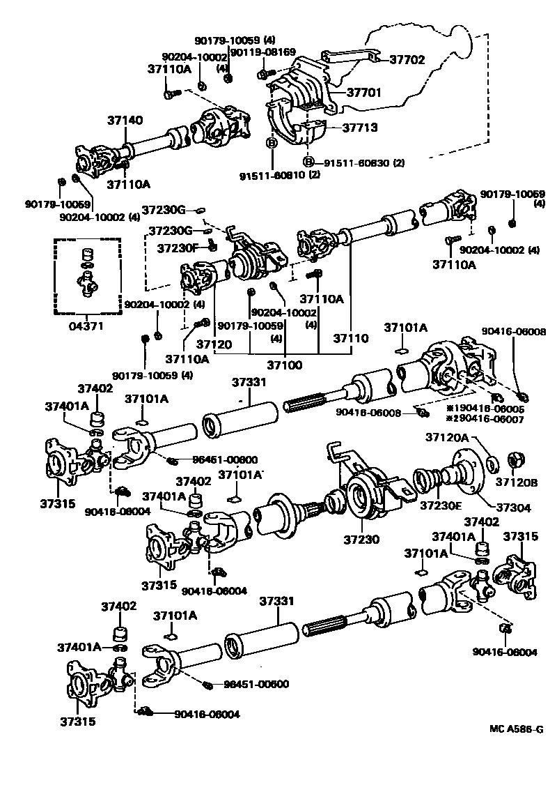 Toyota HILUX Propeller Shaft & Universal Joint EPC diagram — MCA586G