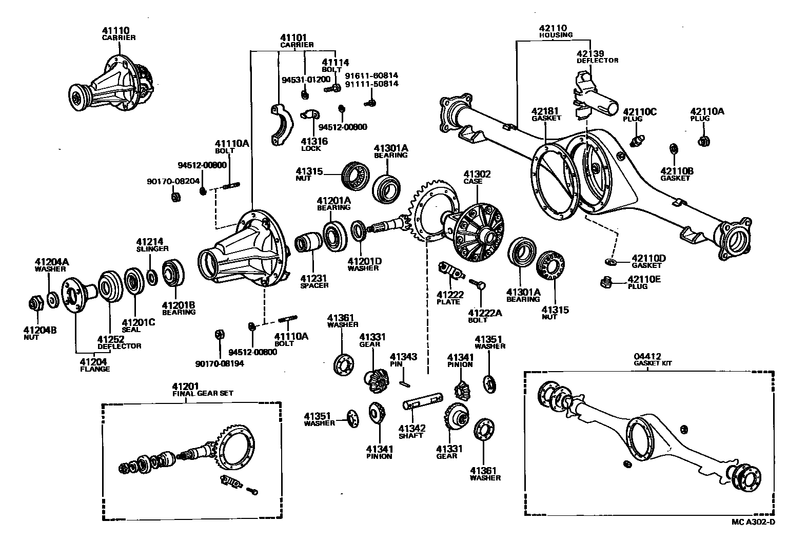 Toyota HILUX 后桥壳和差速器 EPC diagram — MCA302D