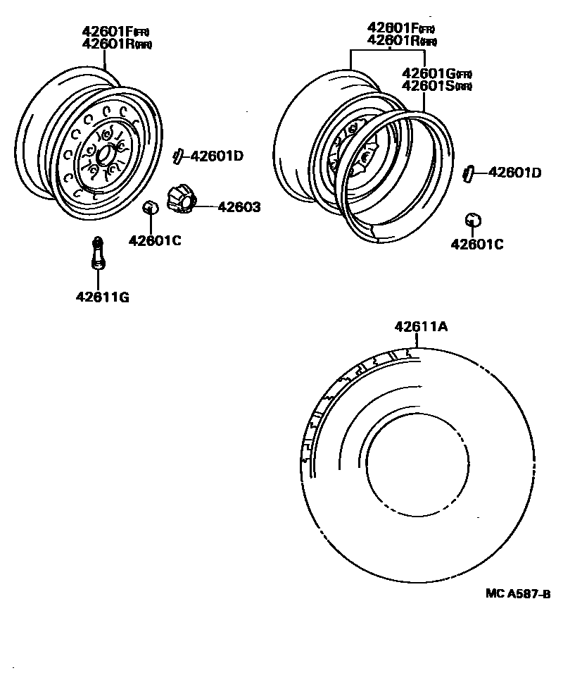 Toyota HILUX 车轮和车轮盖 EPC diagram — MCA587B