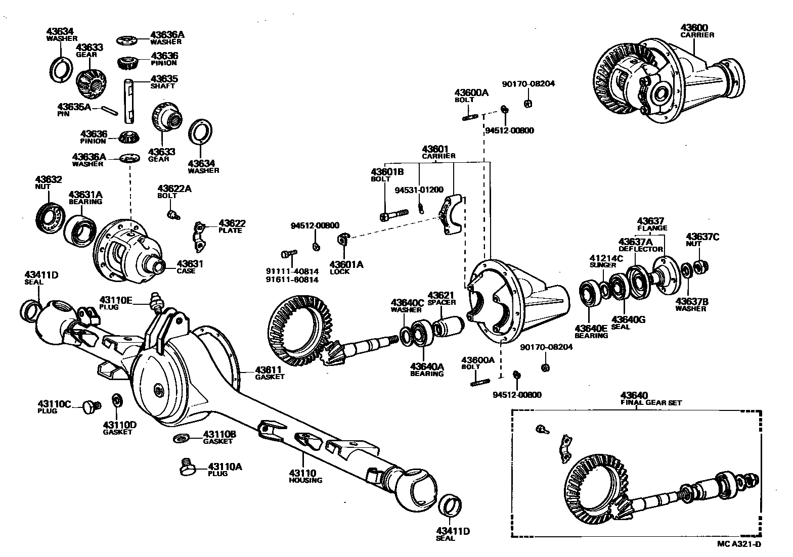 Toyota HILUX 前桥壳和差速器 EPC diagram — MCA321D
