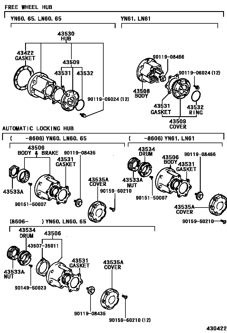 Toyota HILUX Front Axle Hub EPC diagram — 430422
