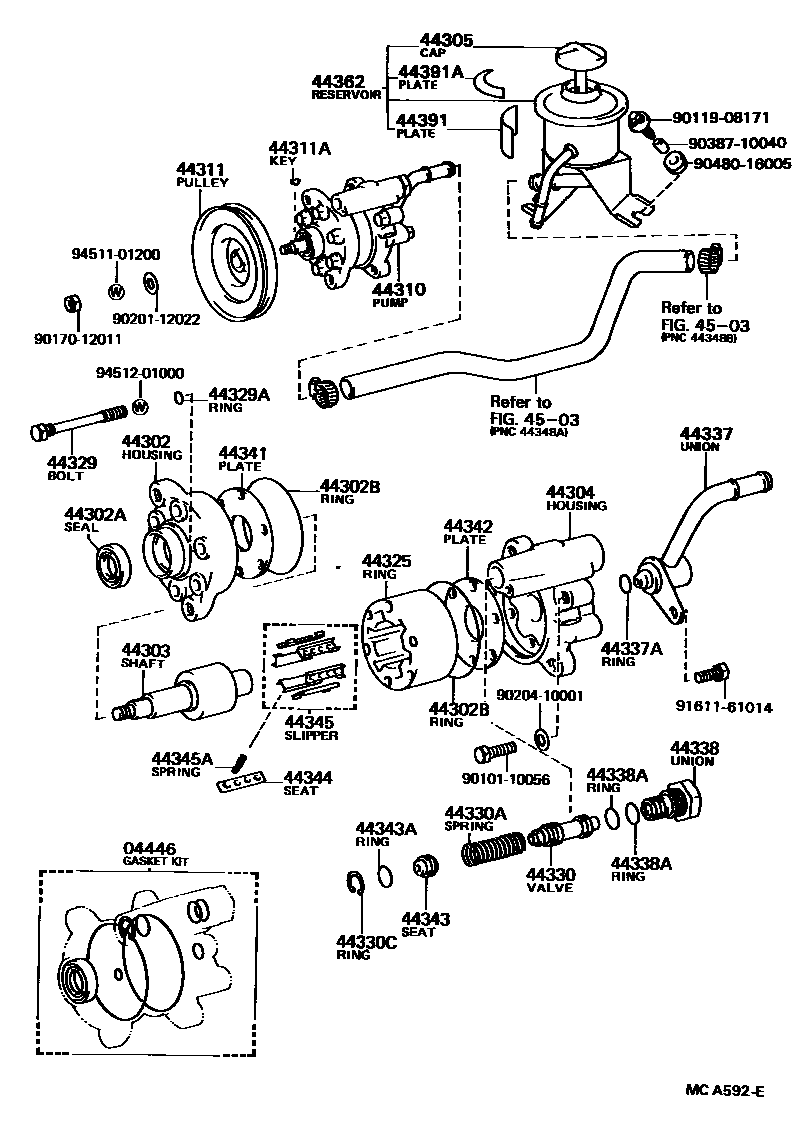 Toyota HILUX 叶片泵和储油罐(动力转向) EPC diagram — MCA592E
