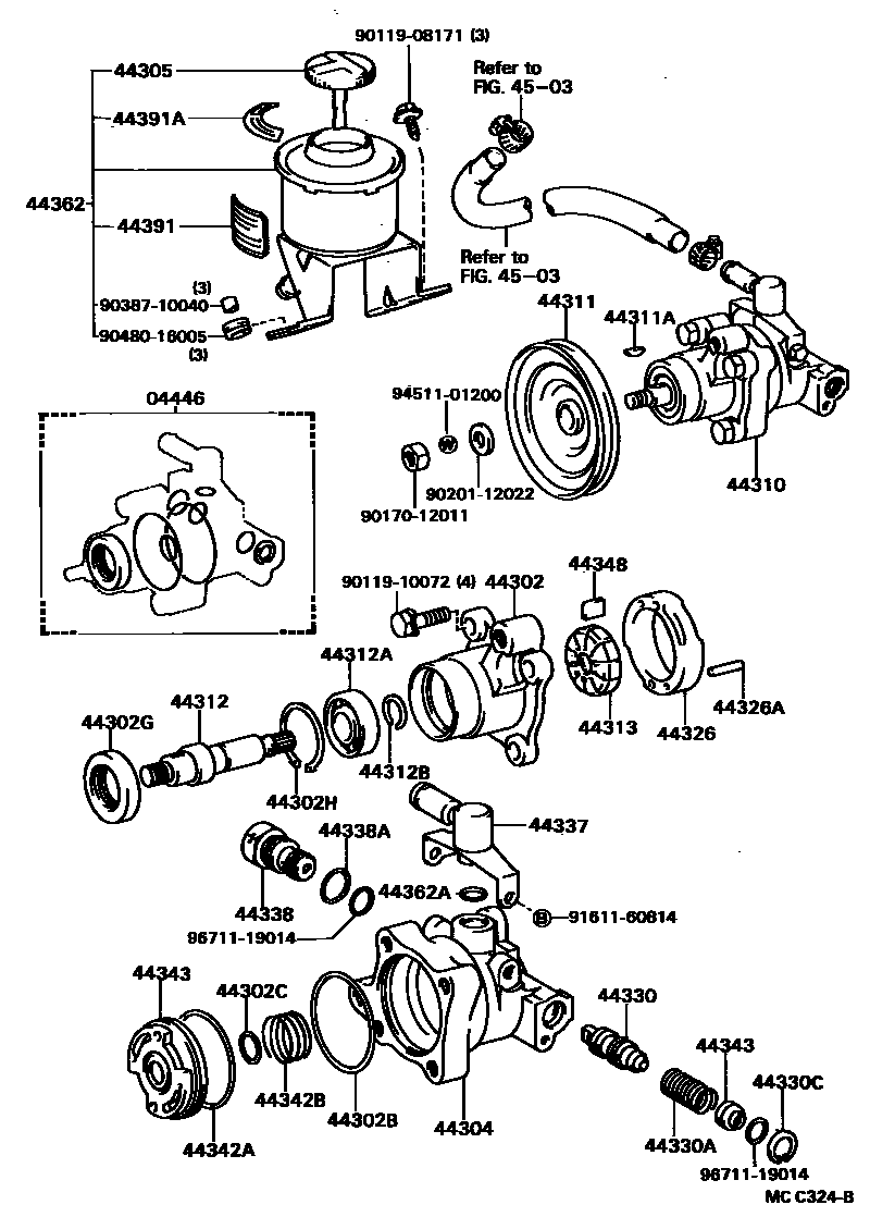 Toyota HILUX 叶片泵和储油罐(动力转向) EPC diagram — MCC324B