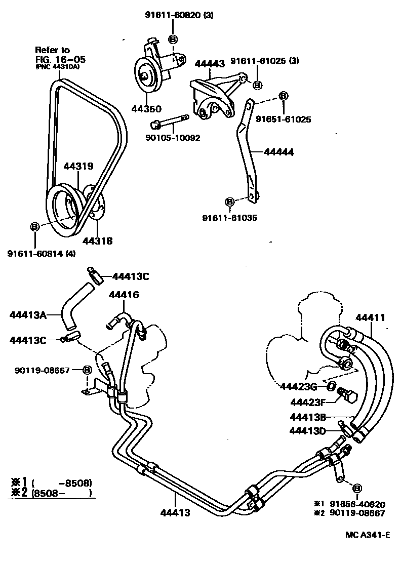 Toyota HILUX 动力转向配管 EPC diagram — MCA341E