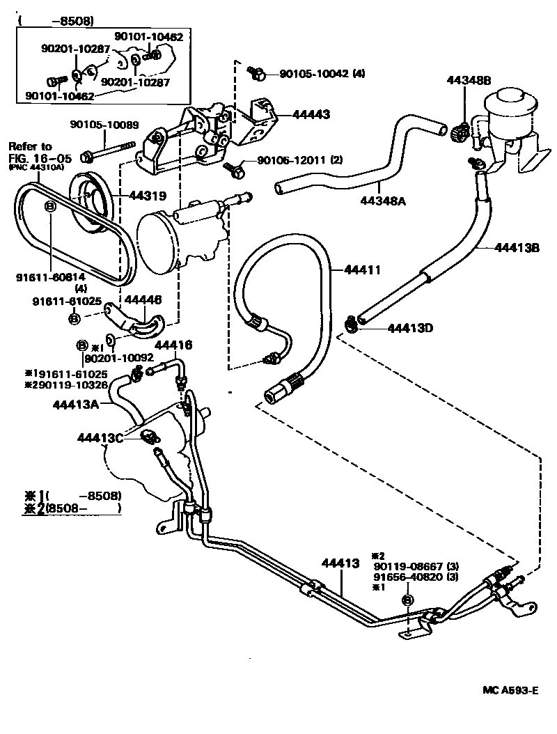 Toyota HILUX 动力转向配管 EPC diagram — MCA593E