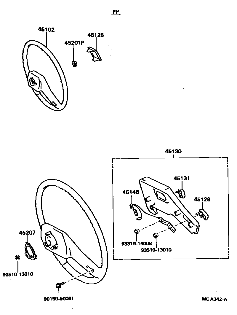 Toyota HILUX Steering Wheel EPC diagram — MCA342A