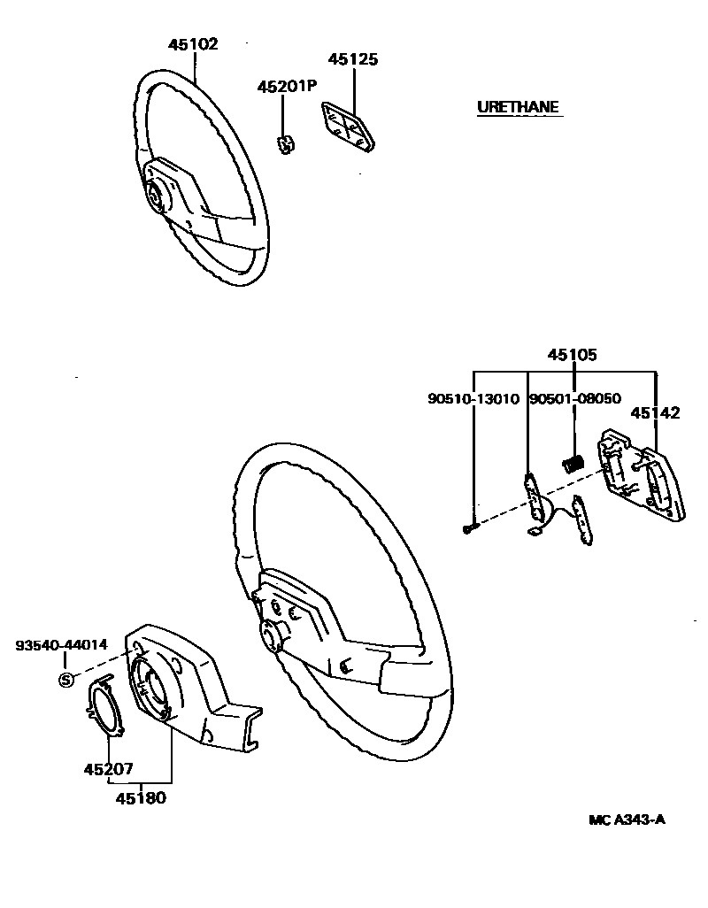 Toyota HILUX Steering Wheel EPC diagram — MCA343A