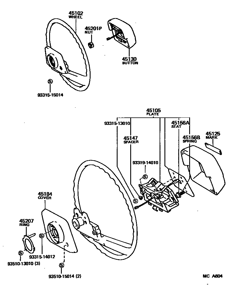 Toyota HILUX Steering Wheel EPC diagram — MCA604